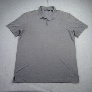 Travis Mathew Polo Shirt Mens XL Gray Textured Geometric Golf Short Sleeve